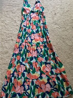 Jessica Simpson Multicolor Abstract Floral Maxi Dress